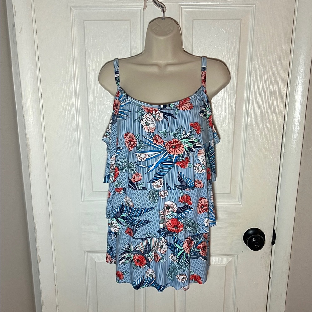 St. John's Bay Blue Floral Tankini Size 24W